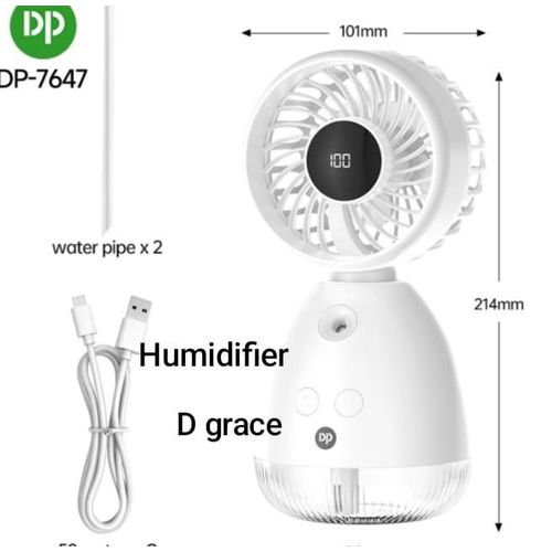 Dp Rechargeable 4000mah Fan with humidifier and LED-7647 - image 2