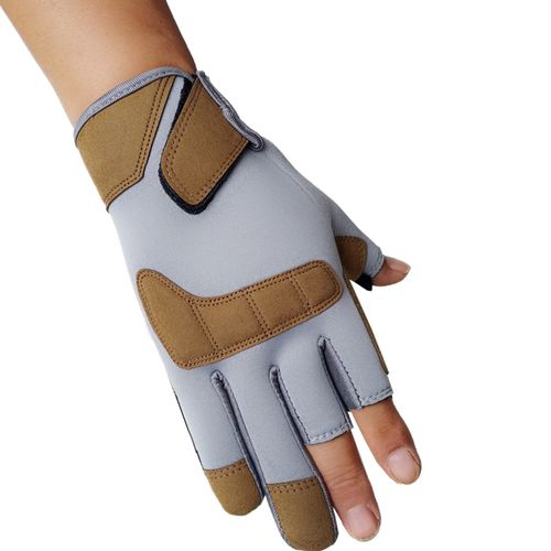 Generic (Gray)Fishing Gloves New Summer Waterproof Cut Proof Non-slip Gloves  Men Three-finger Fishing SCO