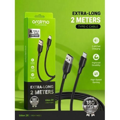 Oraimo Udon 2X USB-A to Type-C Cable – 2M Extra-Long Fast Charging & Data Sync Cable