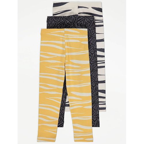 3-pack Jersey Leggings - Black/leopard print - Kids