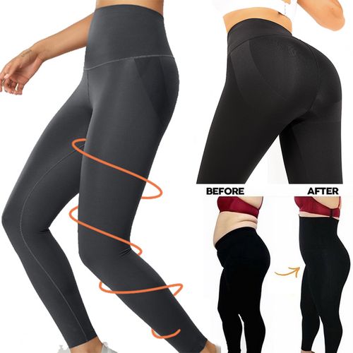 Womens Compression Leggings Black Tummy Control High Waist Anti