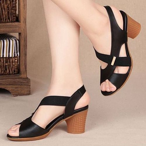 Fashion Women Mid Heel Soft Sandals -Black | Jumia Nigeria