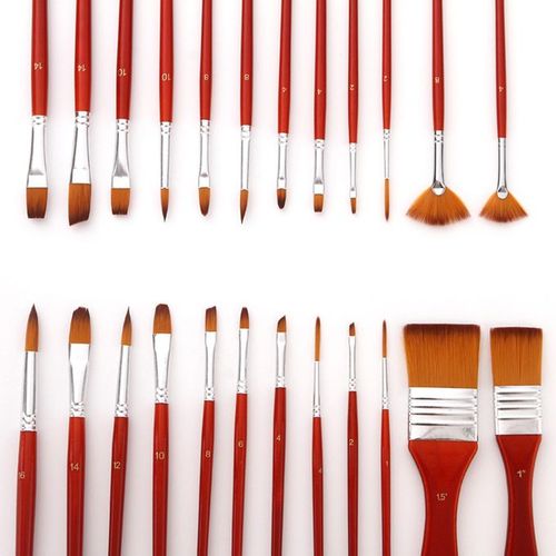 Generic 24pcs Acrylic Paint Brushes Set Nylon Hair Artist