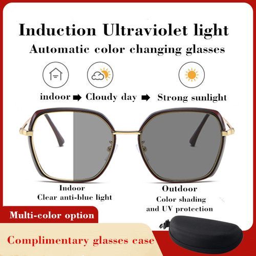 Fashion Anti-blue Color Glasses Stainless Steel Frame Anti-UV Sunglasses-Red