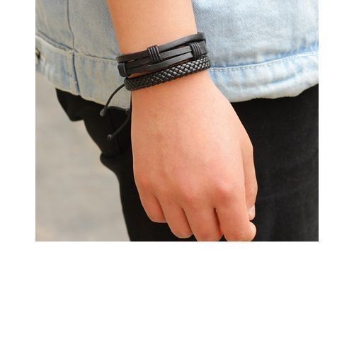 Fashion Classy Unisex Leather Braided Adjustable Leather Bracelet - image 3