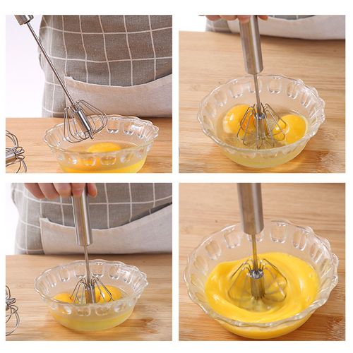 Semi-automatic Mixer Egg Beater Manual Self Turning Stainless