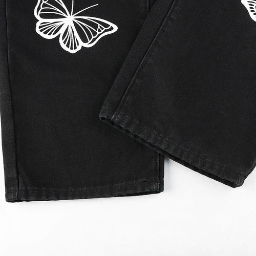 Black Baggy Jeans Women Butterfly Print Aesthetic Denim Pants Fashion High  Waist Straight Long Trousers Ladies Streetwear 2021 - shoping cloth's -  Quora