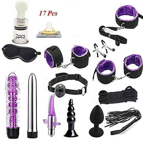 Fashion Multi-type Sex Toys Kit Vibrator/Anal  Plugs/Handcuffs/Whip/Clip/Blindfolds/Breast Pump BDSM Adult Sex Toys For  Couples W