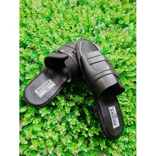 Men Pattern Black Palm Slippers