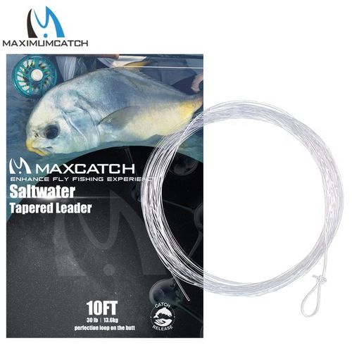 Generic Maximumcatch 6pc Saltwater Tapered Leader Fly Fishing Line 10ft  10-30lb Leader Line With Loops Clear Color Fishing Cord