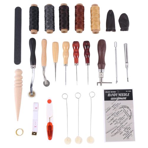 48 Pcs Leather Tools Craft DIY Hand Stitching Kit with Groover Awl