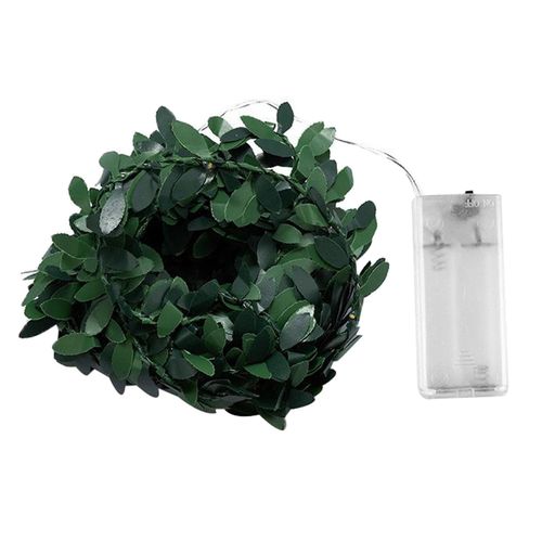 2 Meter Fake Green Leaf Ivy Vine with LED String Lights for Cozy