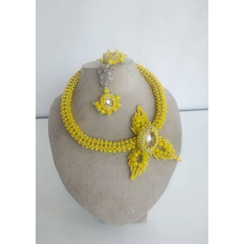 Beads Simple Bead Necklace Costume Jewelry - Yellow And Gold