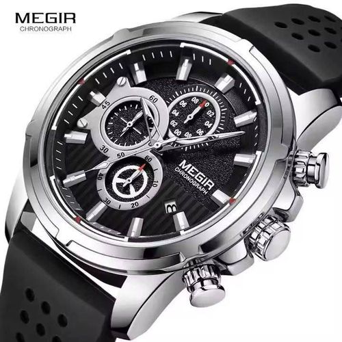 Megir Marine Commander Analogue Chronograph  Black Designer Timepiece