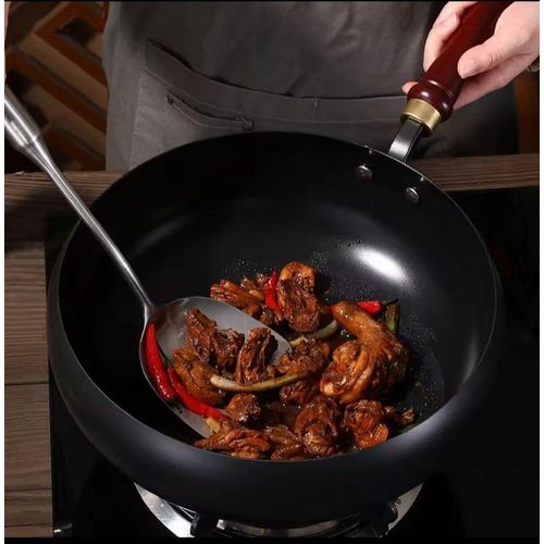 Generic Cast Iron Deep Wok Cooking Pot 24cm with lid - image 3