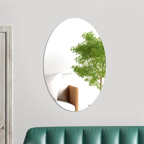 product_image_name-Generic-Oval Acrylic Stereo Wall Stickers Soft Mirror - Silver-1