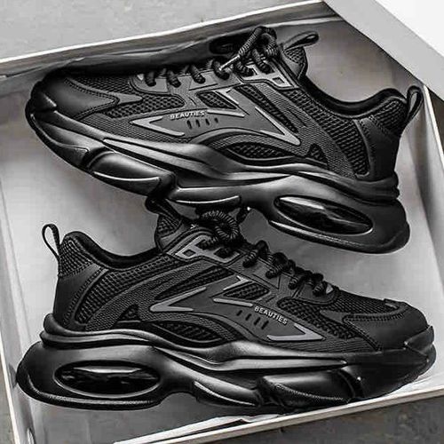 product_image_name-OFFGRID-Men Casual Sneakers Breathable Lightweight Chunky Shoes (Black)-7