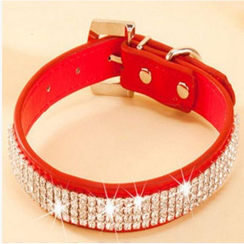 Generic 2020 Bling Rhinestone Pu Crystal Diamond Puppy Collar Pet Dog cat Collars Pink Red Jumia Nigeria