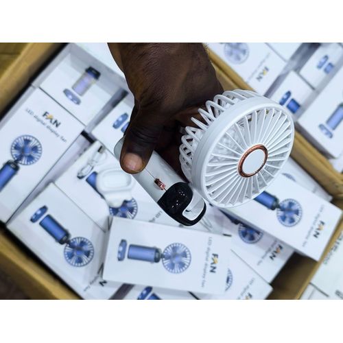 Generic Portable Rechargeable Mini Fan with LED Digital Display – USB Handheld Desktop Cooling Fan & Stand - image 8
