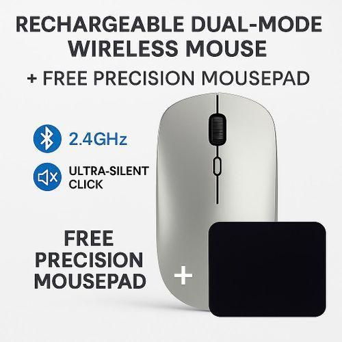 product_image_name-Generic-Rechargeable Bluetooth Dual Connectivity Wireless Mouse with Free High Precision Mousepad Gaming Mouse-1