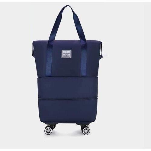 Fashion Expandable Foldable Travel Bag with Rolling Wheels - BLUE - image 2