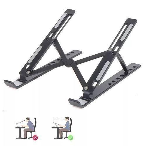 Generic Aluminum Alloy Foldable Laptop Stand And Cooler Fan - Black - image 3