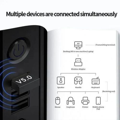 Generic USB Bluetooth 5.0 Adapter Transmitter Bluetooth Receiver Audio Bluetooth Dongle Wireless USB Adapter for Computer PC Laptop Phone Tablet Printer Headphone Speaker Wireless Mouse Keyboard Music - image 3