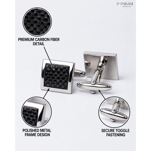PABANI Signature Black Square Executive Mens Metal Cufflinks For Corporate Wear - image 2