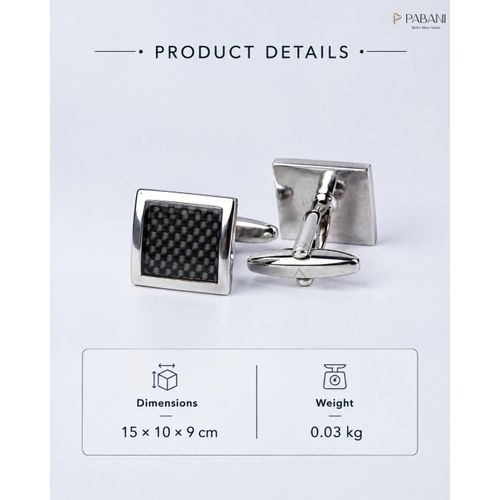 PABANI Signature Black Square Executive Mens Metal Cufflinks For Corporate Wear - image 3
