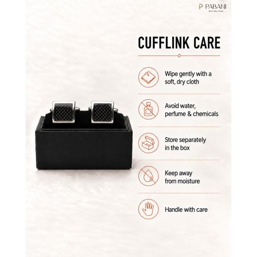PABANI Signature Black Square Executive Mens Metal Cufflinks For Corporate Wear - image 5