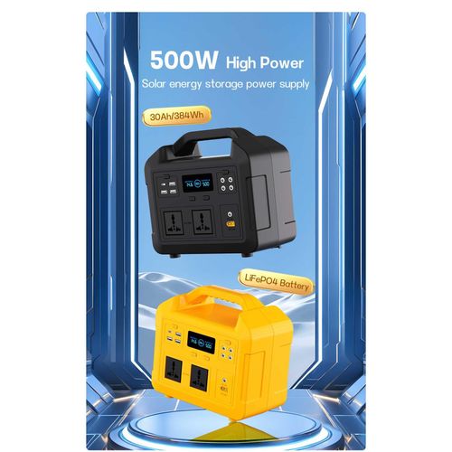 product_image_name-Generic-Rechargeable Power Station + Solar Panel and Kits - 500W - Yellow-3
