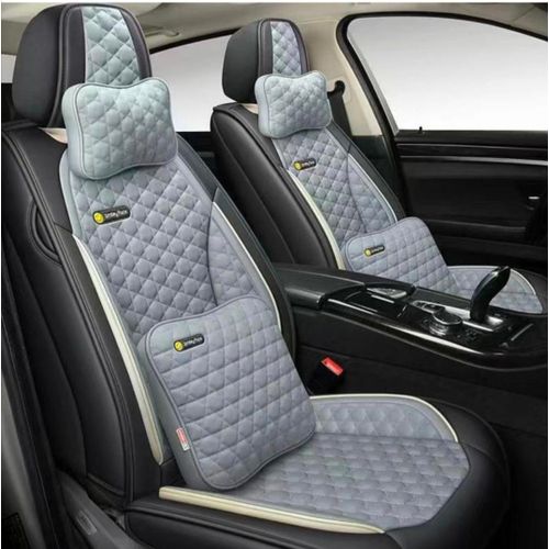 product_image_name-Generic-Premium Quality Smiley Face Leather Vehicle Seat Cover - Black & Grey-1