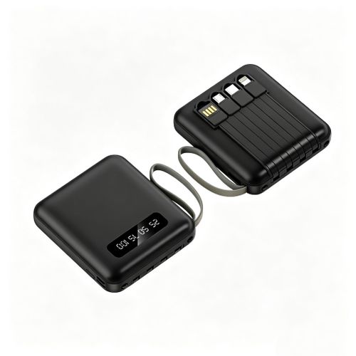 Generic 20000mAh Power Bank with Digital Display, 4 Built-in Cables, LED Light, Compact Portable Charger - image 5