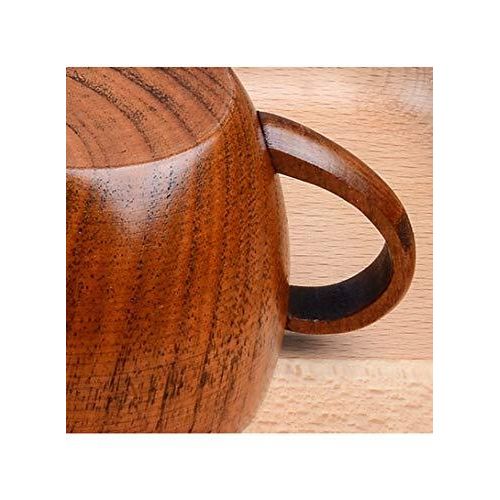 CTIGERS Wooden Coffee Beer Mugs Wood Cup Nature Jujube Mug Handmade Tea Cup  with Handle 10 oz / 300ml