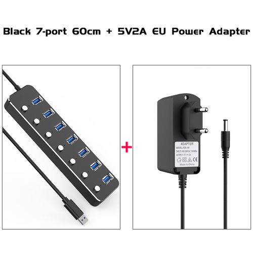 Generic Aluminum 7-Port Usb 3.0 Hub 60 120cm Cable USB Hubs