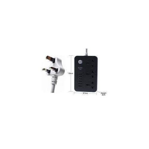 Generic 3 Way Extension Box With 6 USB Ports - Black - image 2
