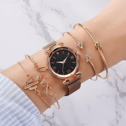 Fashion 5pcs Set Luxury Women Watches Magnetic Starry Sky Ladies Quartz ...