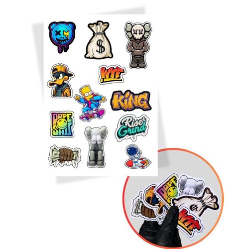 product_image_name-Fashion-12pcs Laptop, Cars, Books and Bottles Waterproof Stickers-1