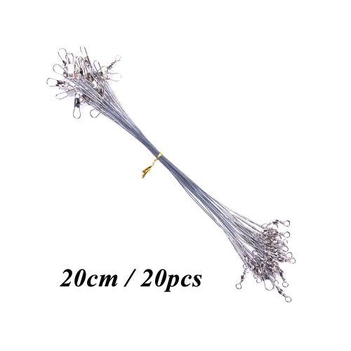 Generic 20pcs/lot Steel Wire Leader With Swivel Anti-bite Fishing Line  10/15/20/30cm Fishing