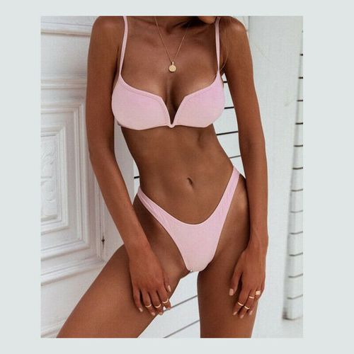 Generic Women High Waist Push-Up Padded Bra Bandage Bikini Set