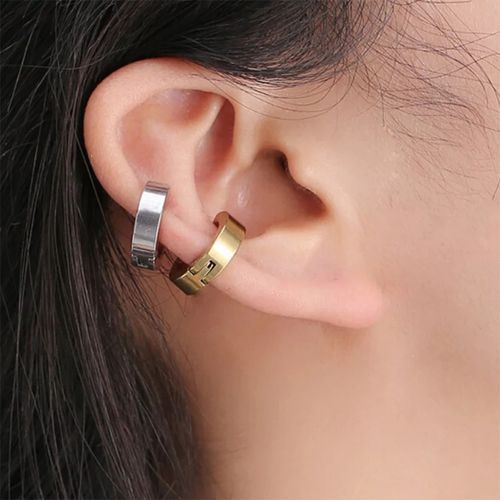 Stainless Steel Gold Hoop Earrings For Women Simple Punk Fashion