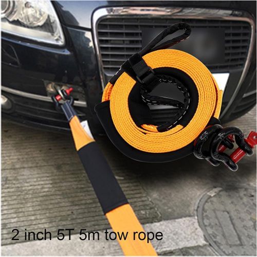 Generic 5m 5 Tons Tow Rope Heavy Duty High Strength Recovery Emergency  Towing Rope Cable S With 2 Hooks For Car Truck Trailer