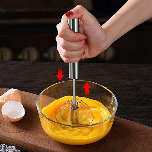 Semi-automatic Mixer Egg Beater Manual Self Turning 304 Stainless