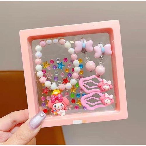 product_image_name-Fashion-Children's Jewelry suit Cute Cartoon Doll Bracelet Ear Clip Princess Accessories Face Diamond Patch-1