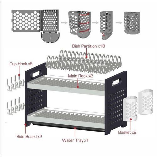 Qasa Top 2 tier Dish drainer and plate rack - image 2