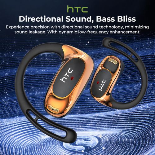 HTC NE35  Open-Ear Wireless Earbuds 48-Hour Long Playtime  Spatial Audio  Deep Bass - Black - image 6
