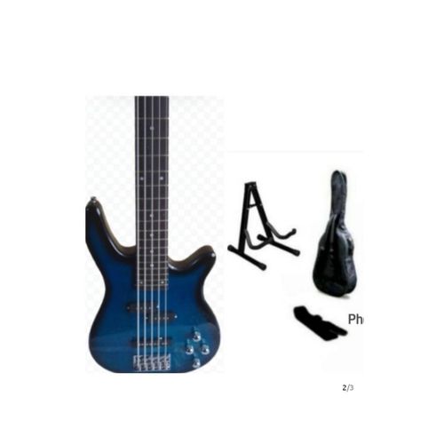 Generic 5 string base guitar with stand belt and bag - image 2