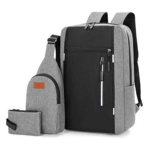 product_image_name-Fashion-Backpack with USB Port - Black & Grey-1