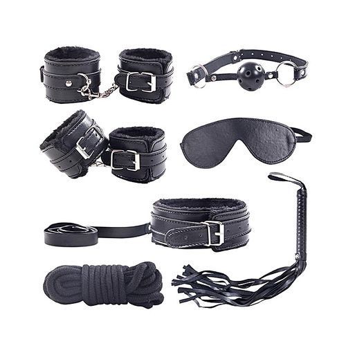 Generic BDSM Kit Bondage Restraint 10 Pieces HandCuff Whip