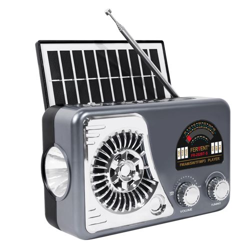 product_image_name-Generic-Radio Portable Solar FM Radio  with Flashlight, Bluetooth & USB -1